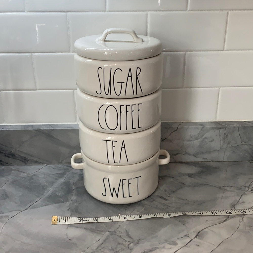 Rae Dunn countertop storage for coffee/tea